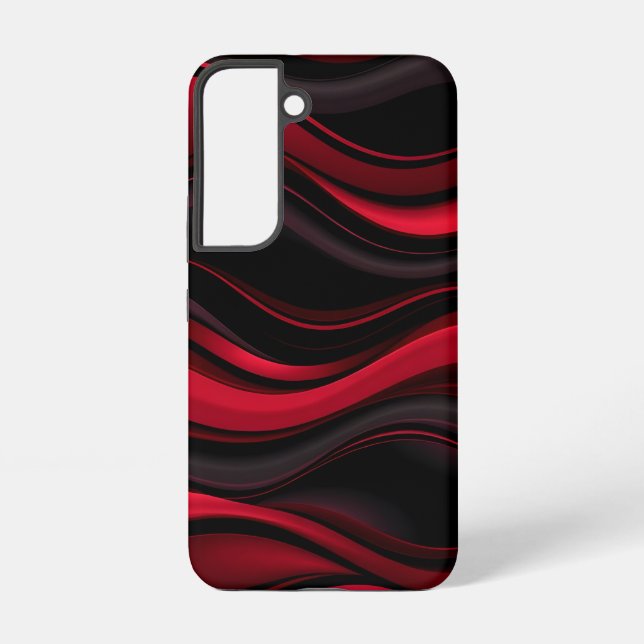  Black and Red Waves Pattern Bold Abstract Design Samsung Galaxy Case (Back)
