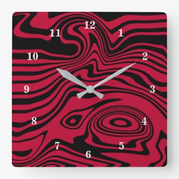 Black and Red Waves Wall Clock - Choose Color