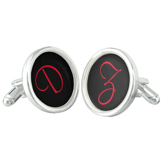 Black and Red Wedding Cufflinks (Angled)