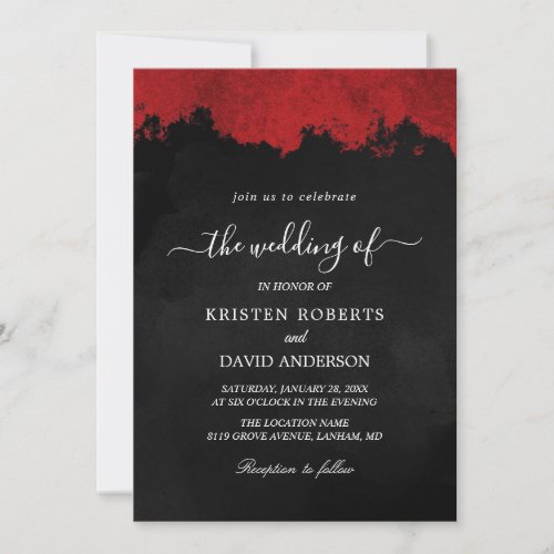 black and red wedding invitation