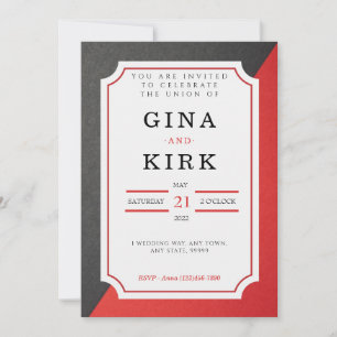 Black and Red Wedding Invitation
