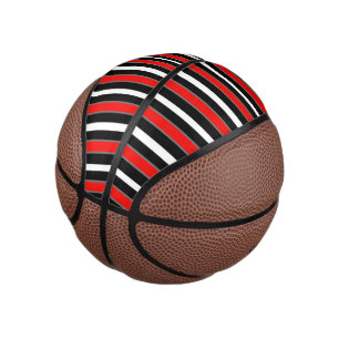 Black and Red White Strips Design Mini Basketball