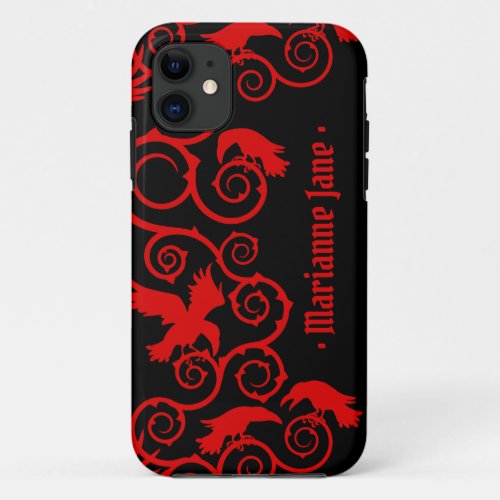 Black and Red Witch Gothic Victorian Raven Goth iPhone 11 Case