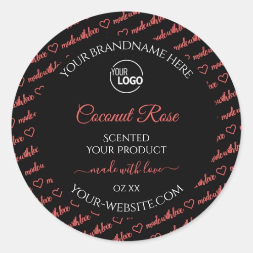 Black and Red Word Cloud Product Labels with Logo