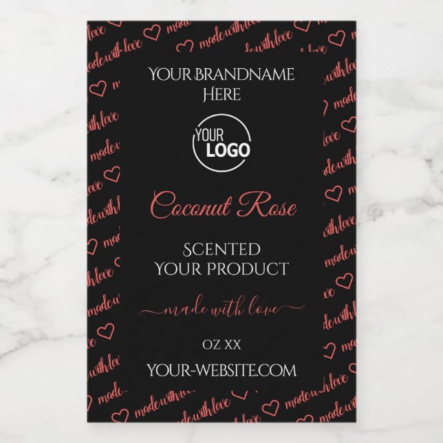 Black and Red Word Cloud Product Labels with Logo (Single Label)