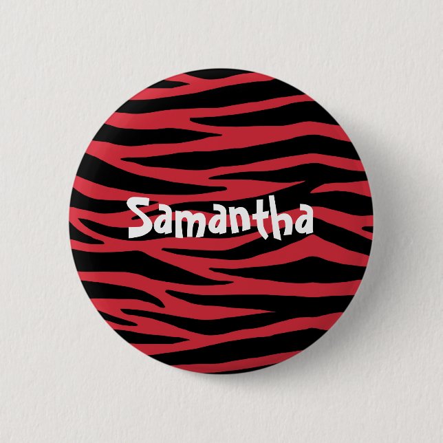 Black and Red Zebra Button (Front)