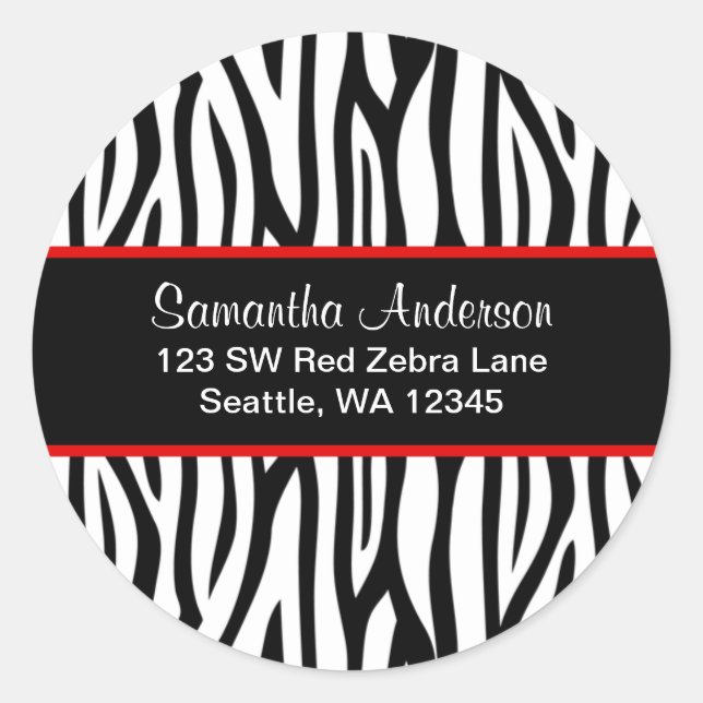 Black and Red Zebra Custom Address Label (Front)
