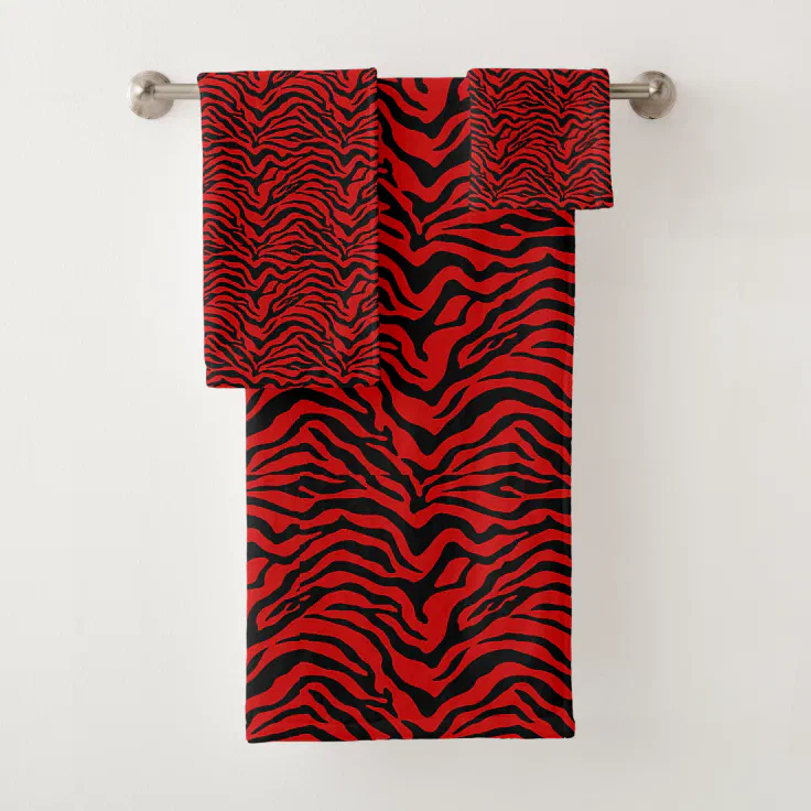 Black and red Zebra print Bath Towel Set Zazzle