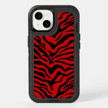 Black And Red Zebra Print  Otterbox Iphone 14 Case by stickywicket at Zazzle