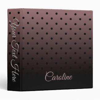 Black and Rose Dots Pattern 3 Ring Binder