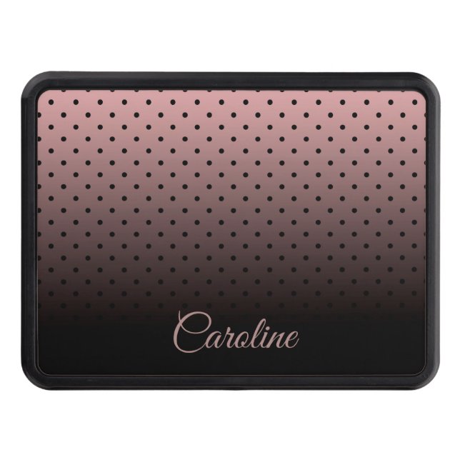 Black and Rose Dots Pattern Hitch Cover (Front)