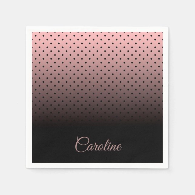 Black and Rose Dots Pattern Napkins (Front)