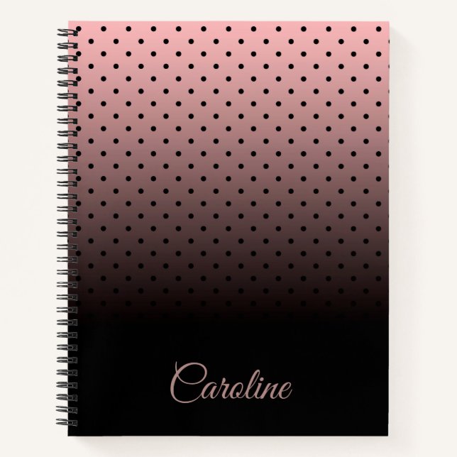Black and Rose Dots Pattern Notebook (Front)