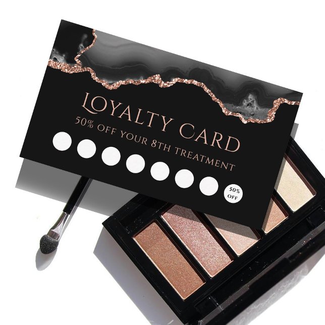 black and rose gold agate loyalty card (Creator Uploaded)