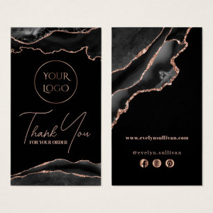 Black and rose gold agate package insert