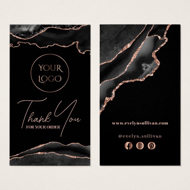 Black and rose gold agate package insert (Front & Back)