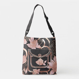 Black and rose gold AI art  Crossbody Bag