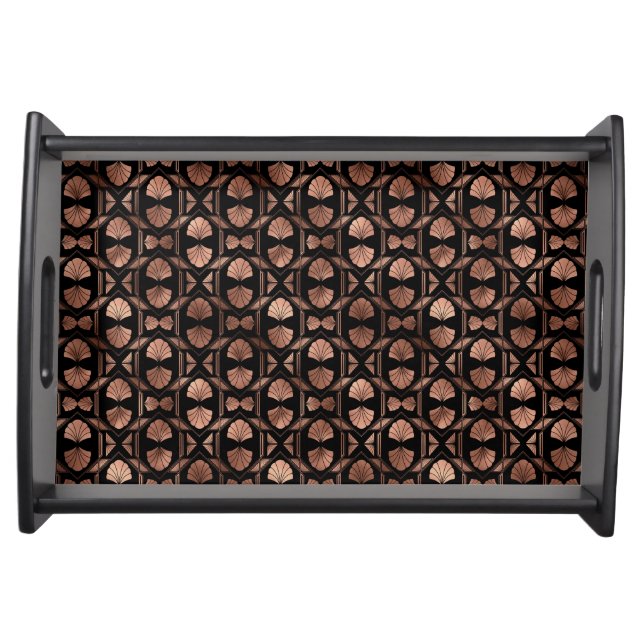 Black and Rose Gold Art Deco Small Serving Tray (Front)