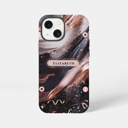 Black and Rose Gold Background Personalized Design iPhone 13 Mini Case