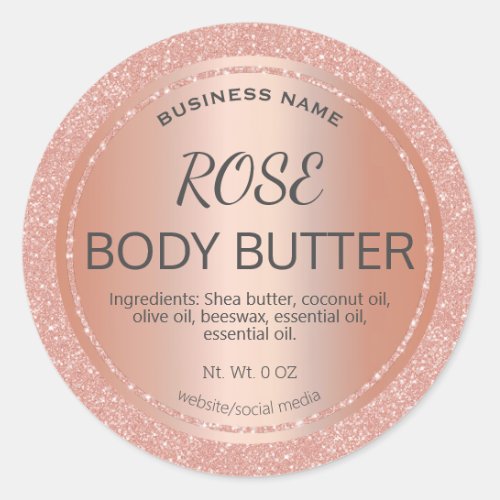 Black And Rose Gold Body Butter Product Labels