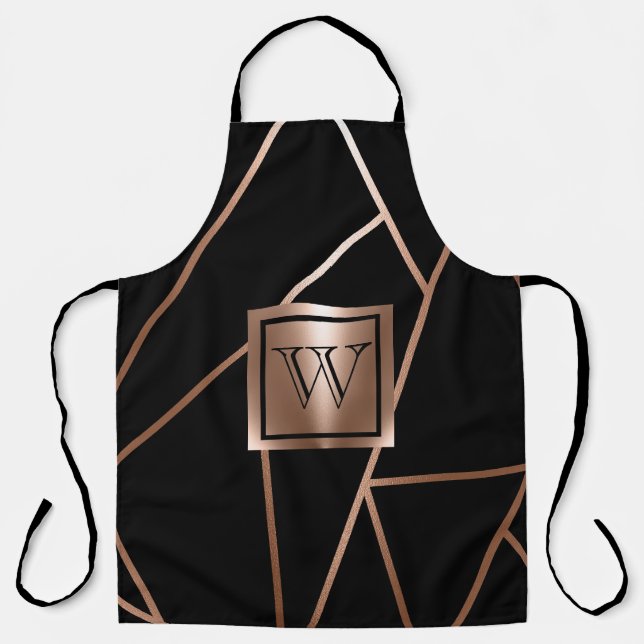 Black and Rose Gold Geometric Apron (Front)