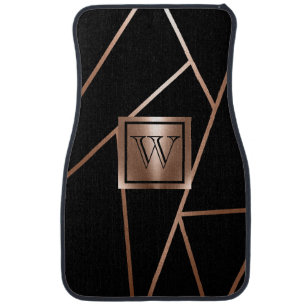 Black and Rose Gold Geometric Car Floor Mat