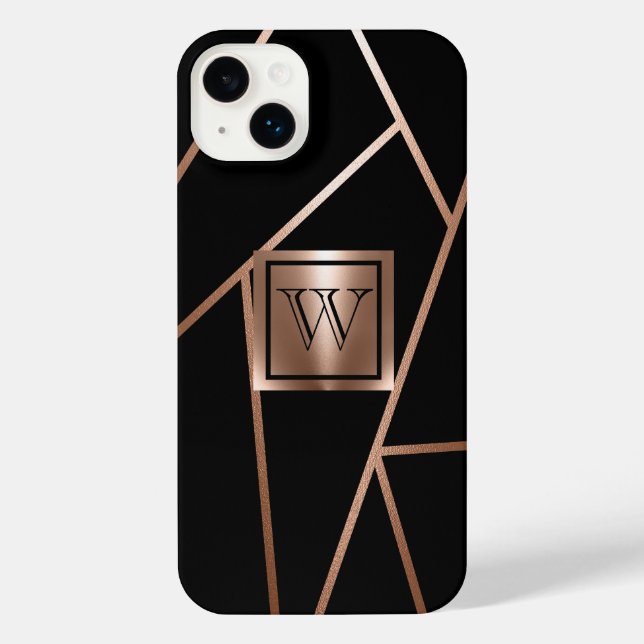 Black and Rose Gold Geometric iPhone Case (Back)