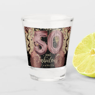 Black and Rose Gold Glitter 50th Birthday Shot Glass