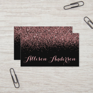 Black and Rose Gold Glitter Business Cards
