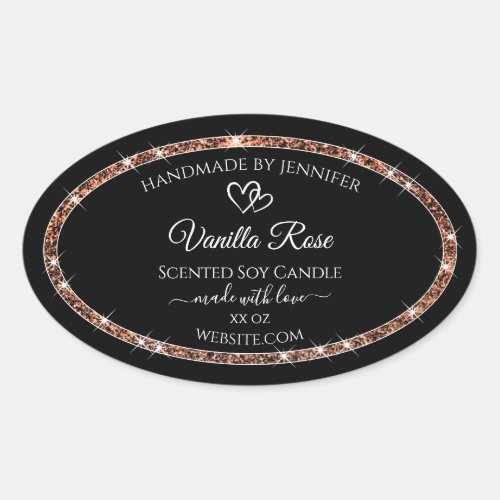 Black and Rose Gold Glitter Frame Product Labels