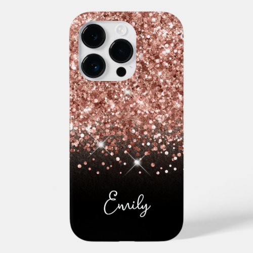 Black and Rose Gold Glitter Glam Case_Mate iPhone 14 Pro Case