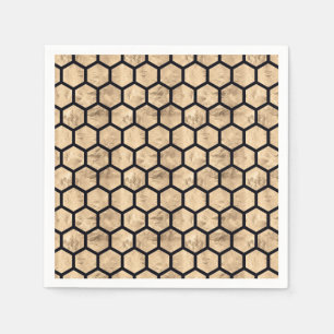 Black and rose gold honeycomb graphic pattern  napkins
