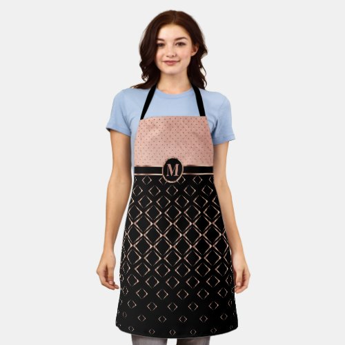 Black and Rose Gold in a Diamond Pattern Apron