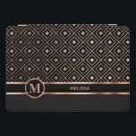 Black and Rose Gold in a Diamond Pattern  iPad Pro Cover<br><div class="desc">iPad Case / Cover featured in a faux metallic rose gold and black geometric pattern design ready for you to personalize with your monogram - ⭐This Product is 100% Customizable. Graphics and/or text can be added, deleted, moved, resized, changed around, rotated, etc... ✔(just by clicking on the "EDIT DESIGN" area)...</div>