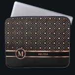 Black and Rose Gold in a Diamond Pattern Laptop Sleeve<br><div class="desc">Laptop Sleeve featured in a faux metallic rose gold and black geometric pattern design ready for you to personalize with your monogram - ⭐This Product is 100% Customizable. Graphics and/or text can be added, deleted, moved, resized, changed around, rotated, etc... ✔(just by clicking on the "EDIT DESIGN" area) ⭐99% of...</div>