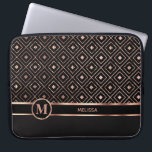 Black and Rose Gold in a Diamond Pattern Laptop Sleeve<br><div class="desc">Laptop Sleeve featured in a faux metallic rose gold and black geometric pattern design ready for you to personalize with your monogram - ⭐This Product is 100% Customizable. Graphics and/or text can be added, deleted, moved, resized, changed around, rotated, etc... ✔(just by clicking on the "EDIT DESIGN" area) ⭐99% of...</div>