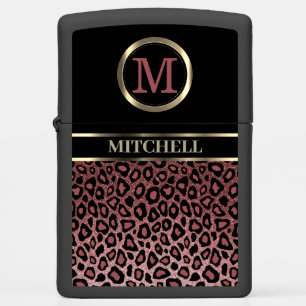 Black and Rose Gold Leopard Zippo Lighter