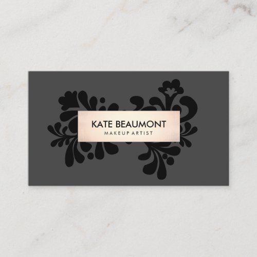 Black and Rose Gold Makeup Artist and Hair Salon Business Card