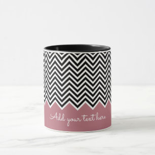 Black and ROSE GOLD Modern Chevron Custom TEXT Mug