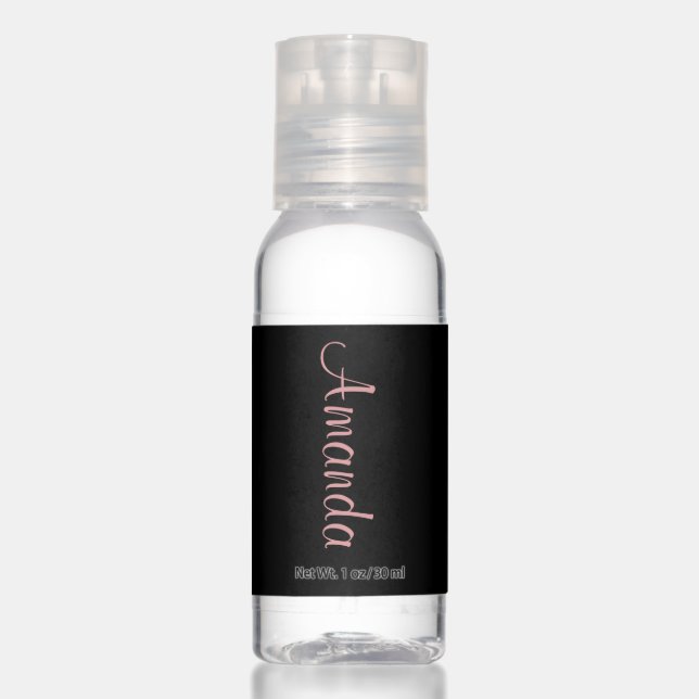 Black and Rose Gold Personalized Hand Sanitizer (Front)
