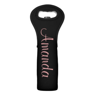 Black and Rose Gold personalized Wine Bag