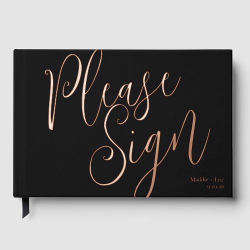 Black and Rose Gold SImple Guest Book Signature