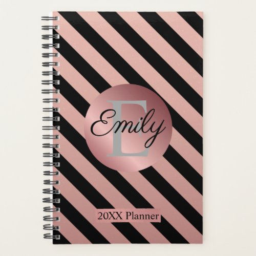 Black and Rose Gold Stripe 20XX Planner
