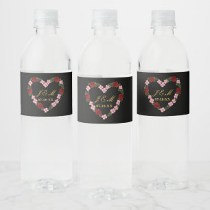 Black and Rose Gold Wedding Favor Water Bottle Label