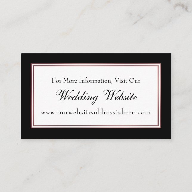 Black and Rose Gold Wedding Website Insert Cards (Front)