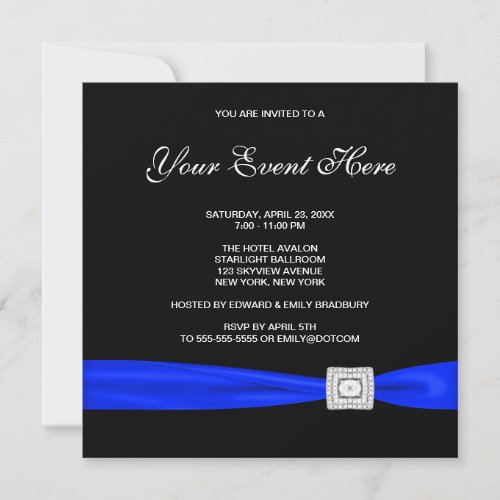 Black Royal Blue All Occasion Invitation Template