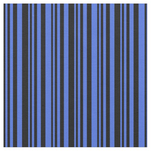 Black and Royal Blue Lined Pattern Fabric