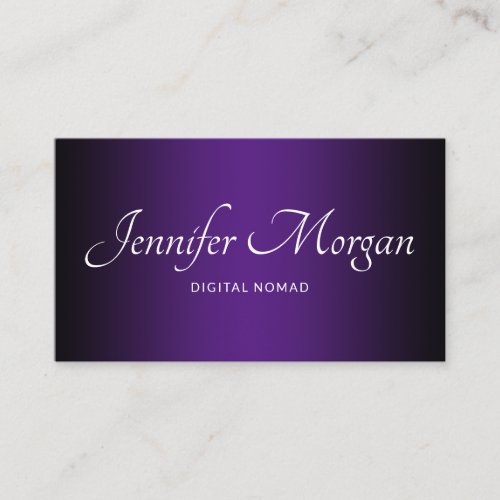 Black and Royal Purple Elegant Ombre Business Card
