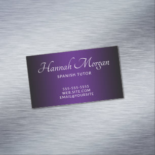 Black and Royal Purple Elegant Ombre Business Card Magnet
