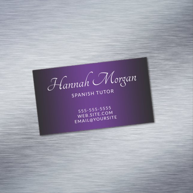 Black and Royal Purple Elegant Ombre Business Card Magnet (In Situ)